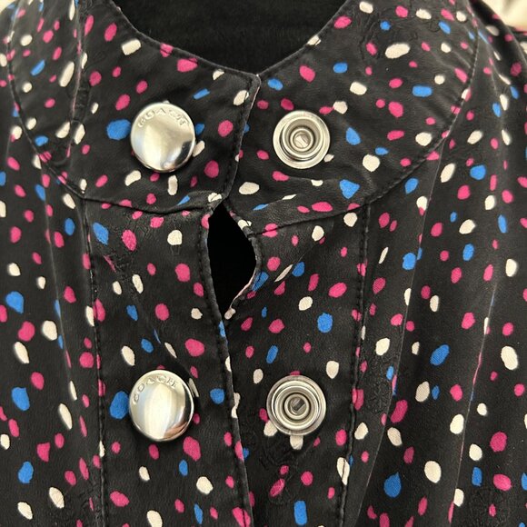 Coach Dress Silk Signature Navy Pink Dot SZ2 Sleeveless Midi Belted Classic - Picture 9 of 12